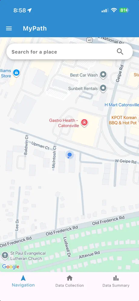 AccessMyPath app main screen